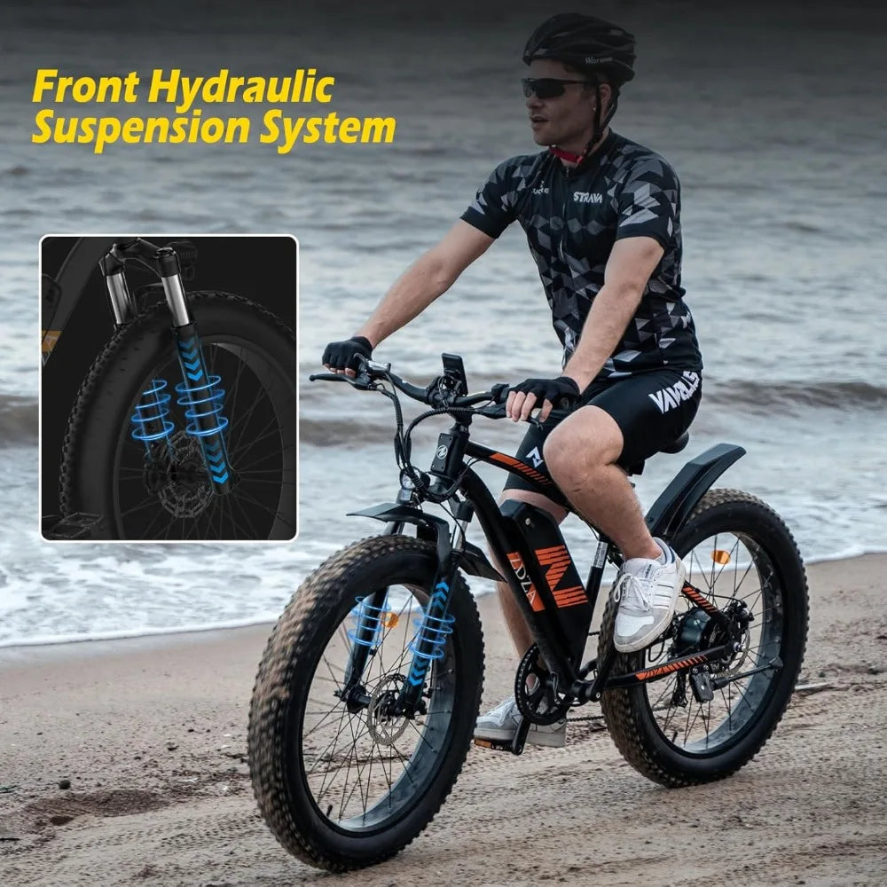 26 Inch Fat Tire E Bike 1500W Motor 48V 14.5Ah Electric Bike